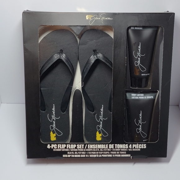 Men’s Gift Set Jack Nicklaus 4-pc Set‎ 1-pair Flip Flops, Body Wash, Body Lotion - Picture 1 of 5